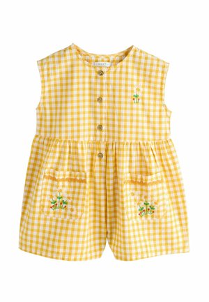 SLEEVELESS - Kezeslábas - yellow gingham embroidered