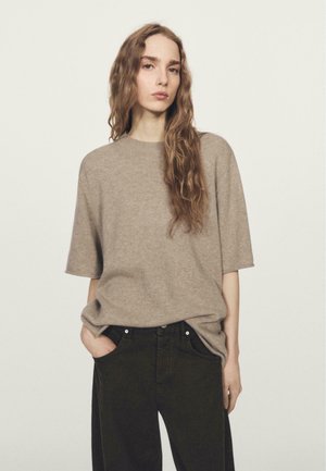 SHORT SLEEVE SWEATER  - T-shirt basic - brown