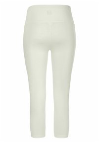 Ljusgrå leggings med hög midja, tillverkade av stretchigt tyg. Har en slät yta och en broderad logotyp på baksidan.