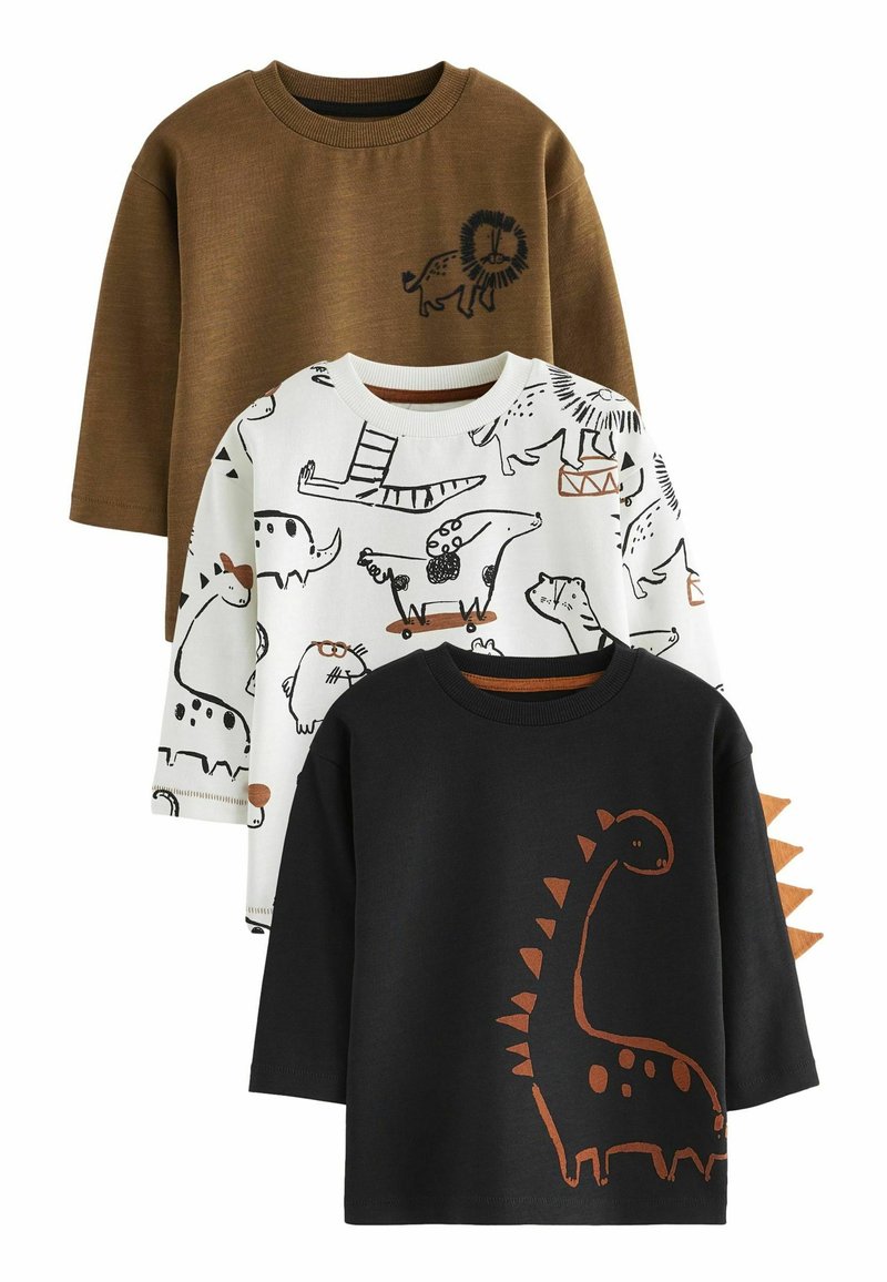 Next CHARACTER 3 PACK -REGULAR FIT - Maglietta a manica lunga - brown white dinosaur