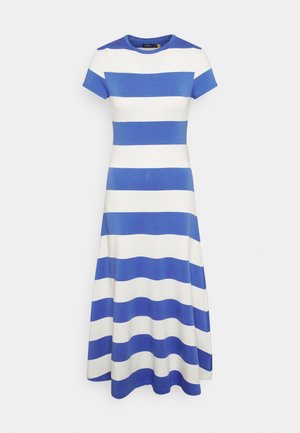 STRIPED STRETCH COTTON-BLEND TEE DRESS - erzejov aty - liberty blue/deckwash white