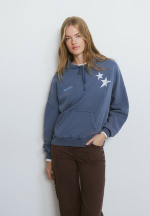 SUDADERA LOGO TEXTO - Jersey con capucha - azul