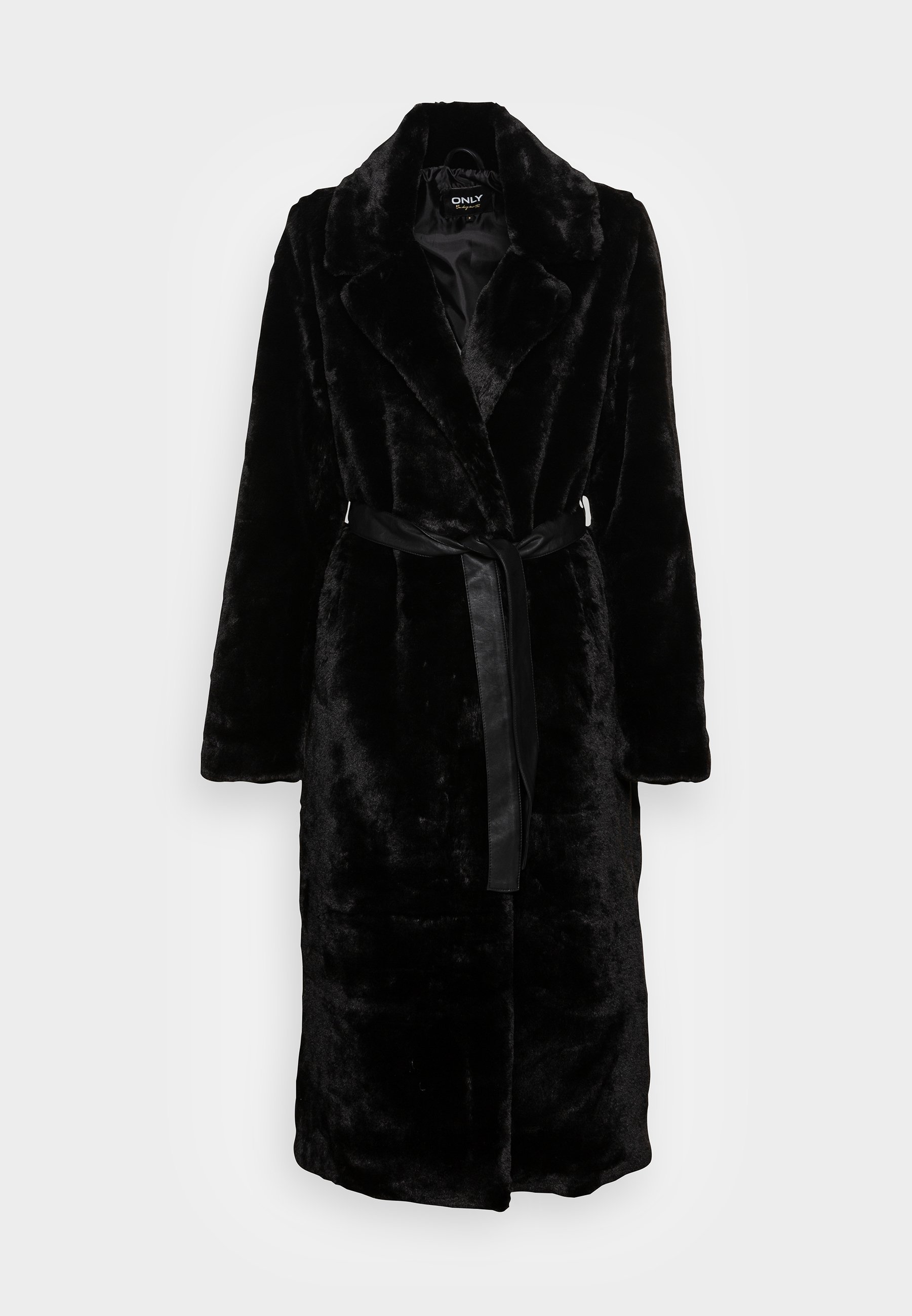 Coat Lederimitat Mantel Schwarz Trenchcoat Aus Kunstleder Farbe