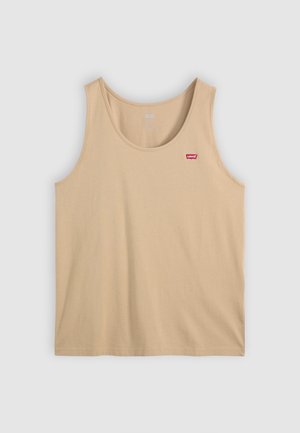 Beige bomull tank top med rund hals og uten ermer, med en liten rød Levi's-logo på venstre side.