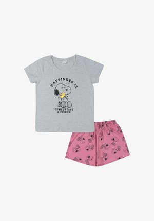 Snoopy, THE PEANUTS SNOOPY SCHLAFANZUG PYJAMA SET KURZARM OBERTEIL MIT SHORTS - Pyjama set - grau rosa