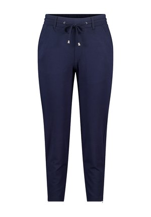Marine joggers gemaakt van een zachte stof, met een elastische tailleband met een trekkoord, zijzakken en een taps toelopend ontwerp.