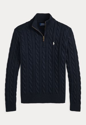 Polo Ralph Lauren, CABLE-KNIT COTTON QUARTER-ZIP SWEATER - Striktrøje - hunter navy w/ c8135 pp