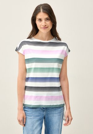 STREIFEN MIT BÄNDERN - T-shirt con stampa - weiß