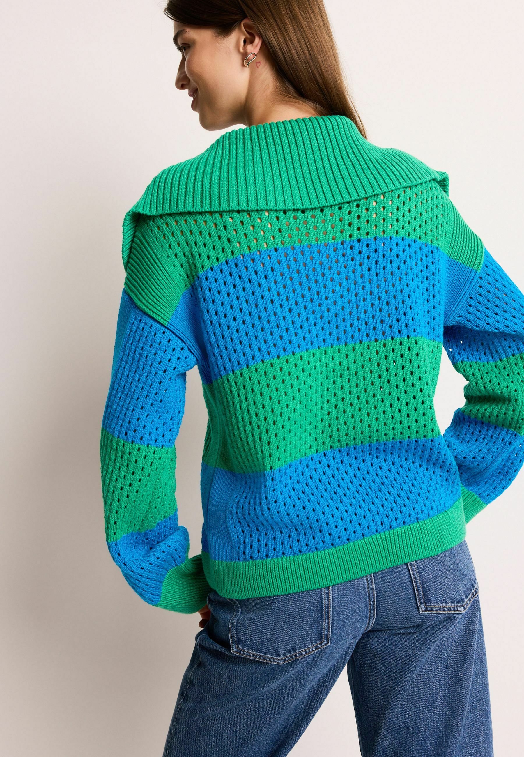 Next OPEN STITCH ZIP NECK COLLAR - Džemperis - bright green