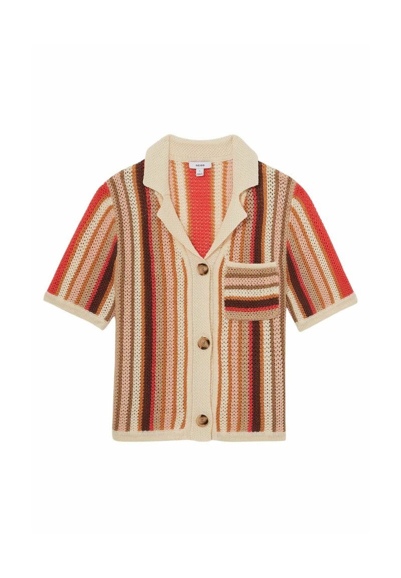 Reiss REGULAR FIT - CANDY STRIPED - Kardigán - coral