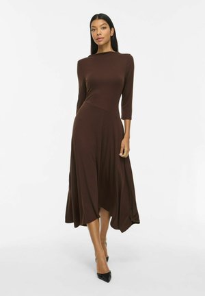 VILA, MIDI DRESS VISCARLET 3/4-SLEEVED - Robe en jersey - coffee bean
