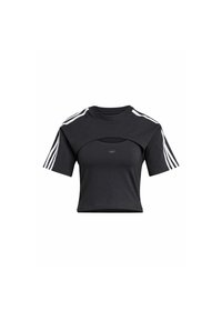 CUT-OUT TEE - Marškinėliai su spaudiniu - black   white