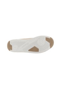 Talpă de sneaker de culoare bej deschis, cu cauciuc alb texturat, având modele circulare și zigzag. Numele mărcii "Kappa" embosat pe lateral.