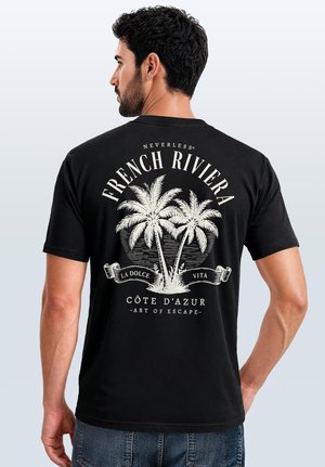 Neverless, Print T-shirt - slim fit schwarz