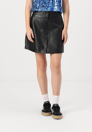 YASMEZU SKIRT - Kožená sukňa - black
