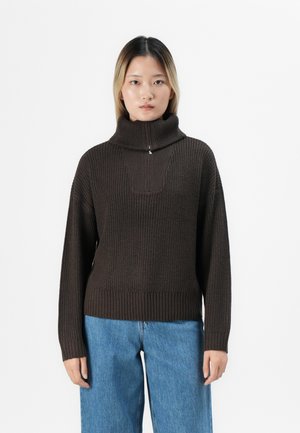 ONLELISABETH HIGHNECK ZIP - Pullover - coffee bean