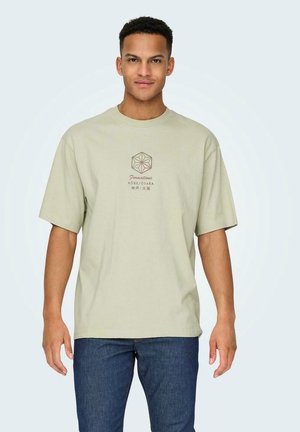 2ER-SET RUNDHALS KURZARM - Print T-shirt - weiß-grau