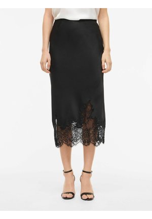 VISABEL HW MIDI  - A-line skjørt - black