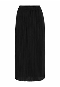 Gonna midi nera plissettata con una vita elastica. Presenta pieghe verticali e un tessuto leggero per facilità di movimento.