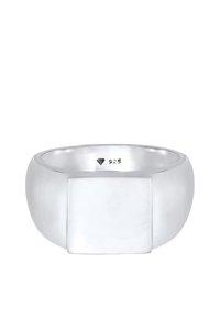 Silver ring with a smooth, rounded band and a prominent square top. Marked with "925," indicating sterling silver.