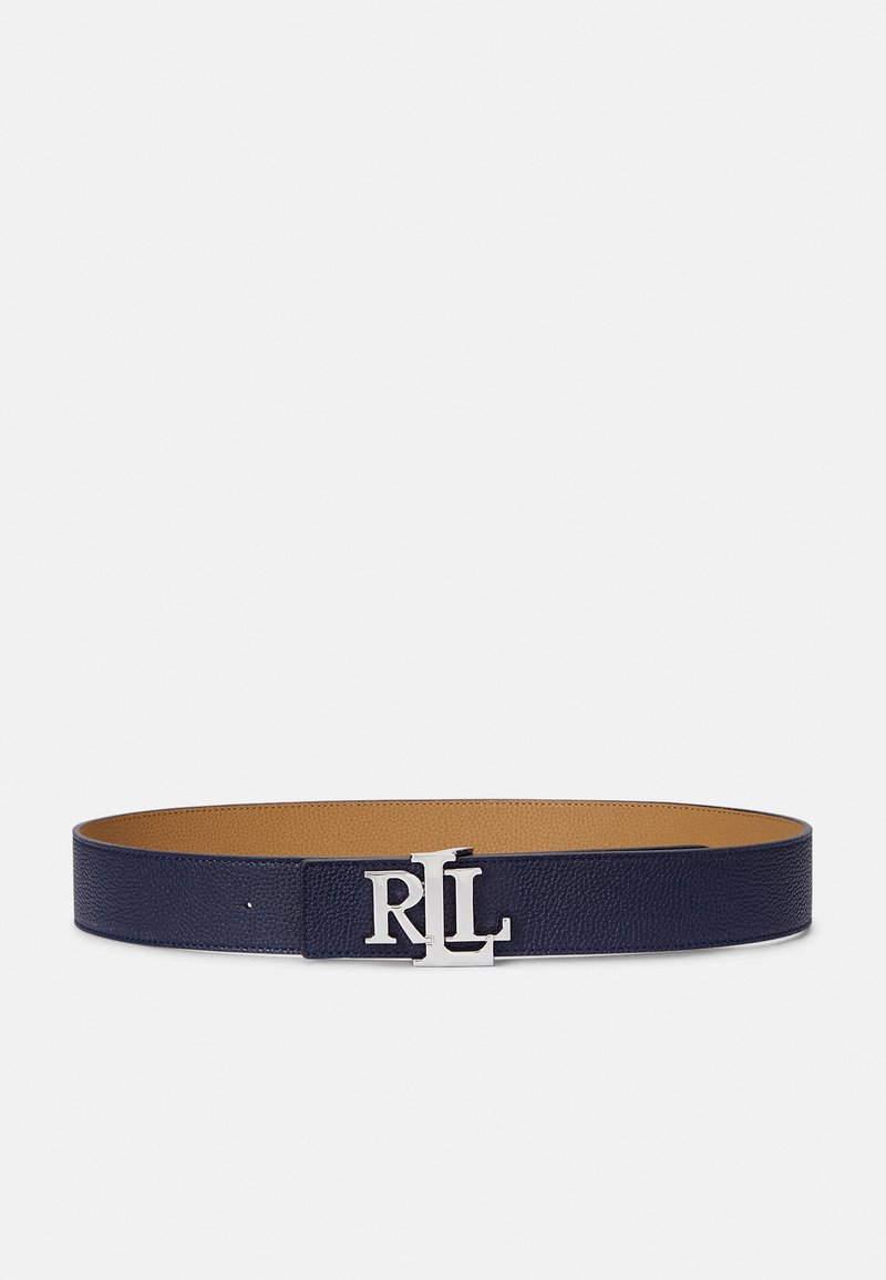 Lauren Ralph Lauren REVERSIBLE PEBBLED LEATHER WIDE BELT - Vyö - refined navy/camel