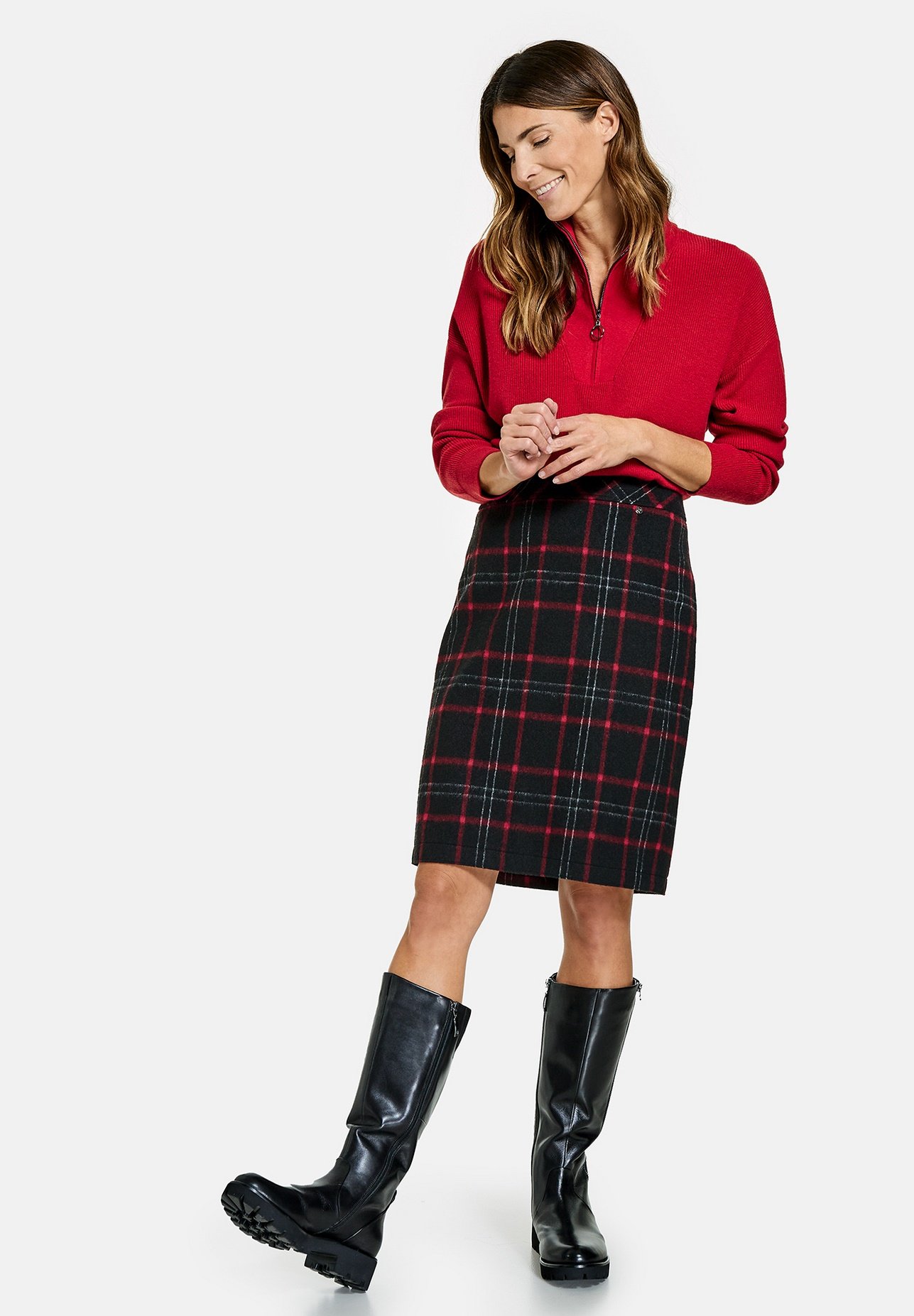 Gerry Weber Gonna a tubino - black camien red aubergine/nero - Zalando.it