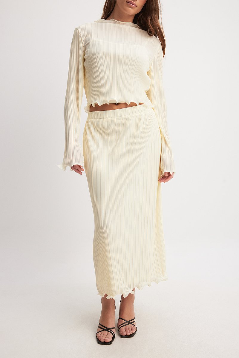 NA-KD PLISSE FLOUNCE DETAIL MAXI SKIRT - Dolgo krilo - beige