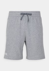 Graue sportliche Shorts aus einem Baumwollmischgewebe. Mit einem elastischen Bund und einem Kordelzug sowie einem kleinen Logodetail auf der linken Seite.
