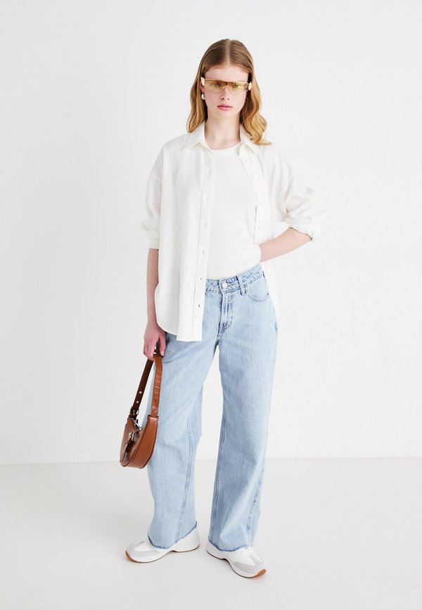 Oversized Linen-Blend Shirt - Button-down blouse - stripe2