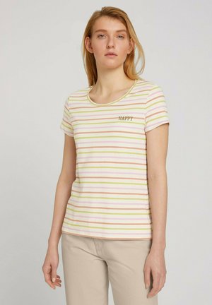 T-shirt print - rose green multicolor stripe