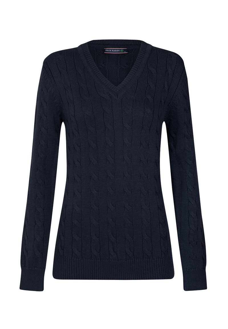 Felix Hardy CABLE V-NECK - Maglione - dark blue