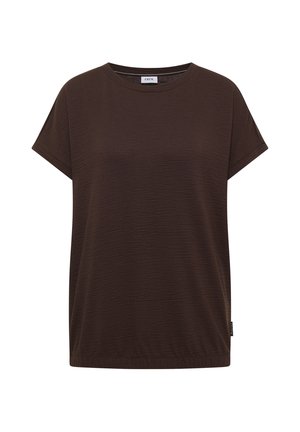 Cecil, T-SHIRT WITH ROUND NECK AND TEXTURE - T-shirts basic - brown cacao