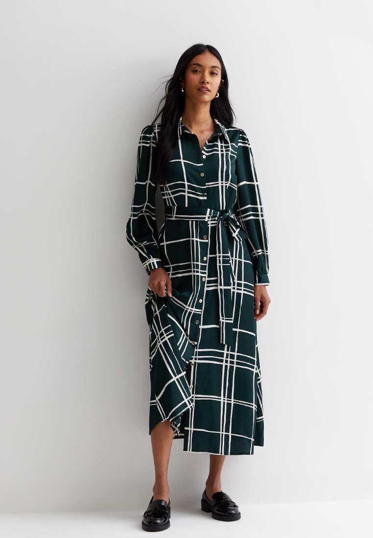 New Look Shirt dress green pattern/dark green Zalando