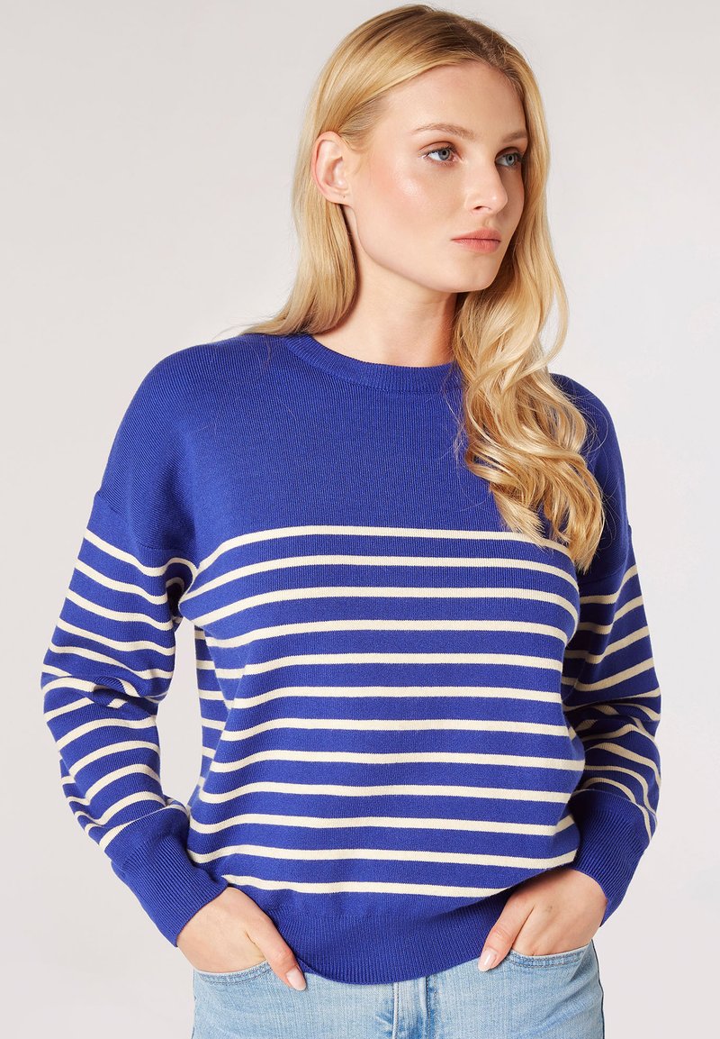 Apricot CREW NECK STRIPE - Strickpullover - blue