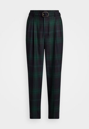 PLEATED BRUSHED WOOL TROUSER - Bukser - green navy multi tartan