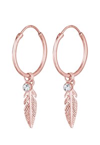 SPARKLING FEATHER CHARM - MIT KRISTALLEN VON SWAROVSKI® - Øreringe - rose gold-coloured