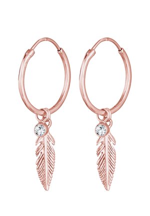 SPARKLING FEATHER CHARM - MIT KRISTALLEN VON SWAROVSKI® - Earrings - rose gold-coloured