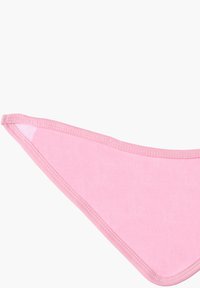 Rosa Stoffbikini mit dreieckiger Form. Verfügt über weiche Textur und genähte Kanten, die ein minimalistisches Design betonen.