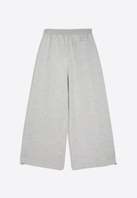 Light grey wide-leg sweatpants with elastic waistband and single back pocket, displayed flat on white background.