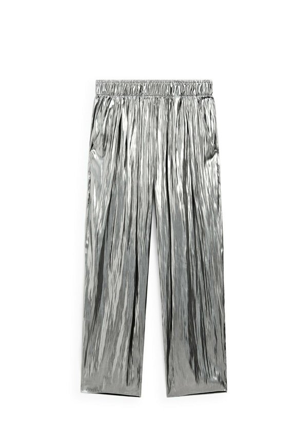 FLOWING METALLIC WITH GATHERED DETAIL  - Trousers - silver3