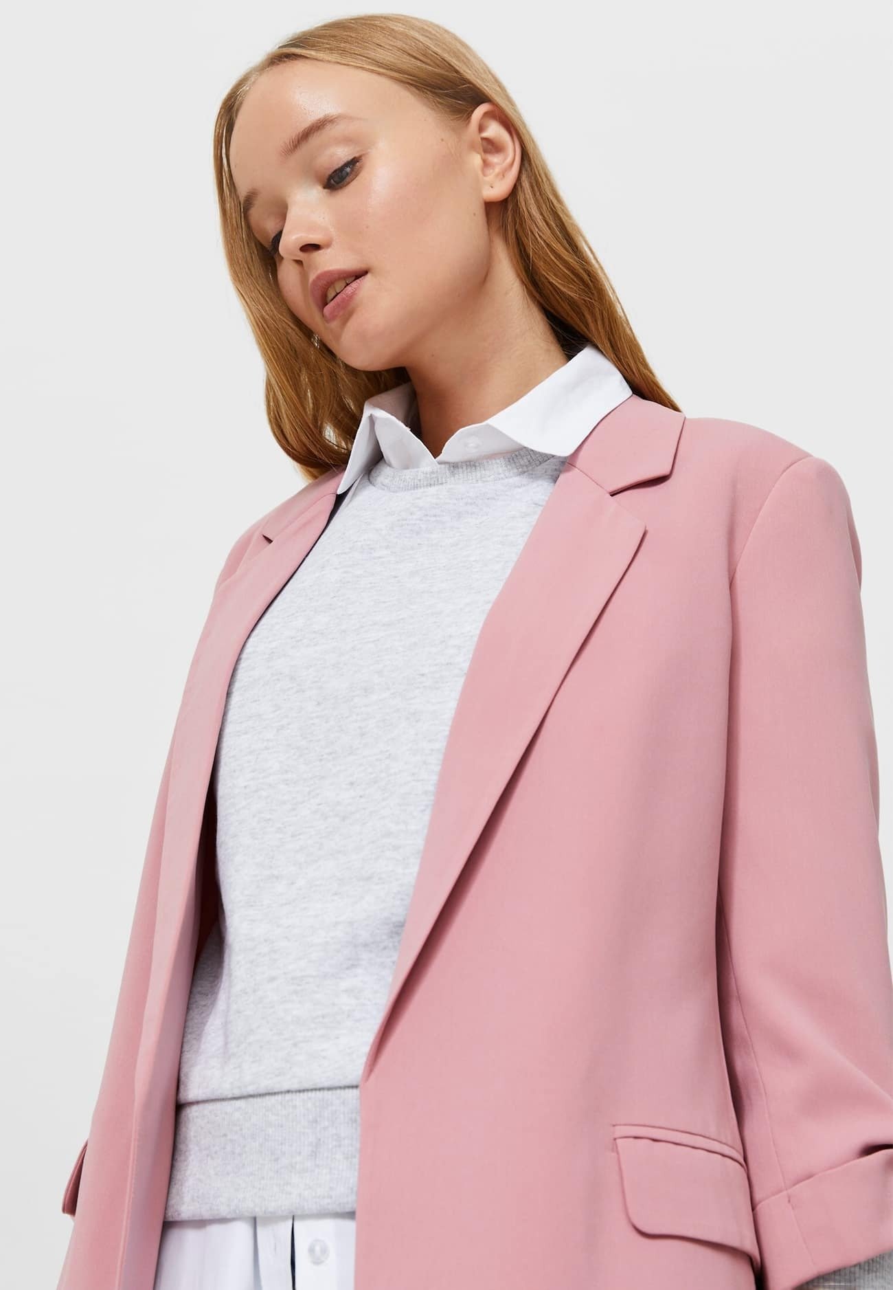 stradivarius pink blazer