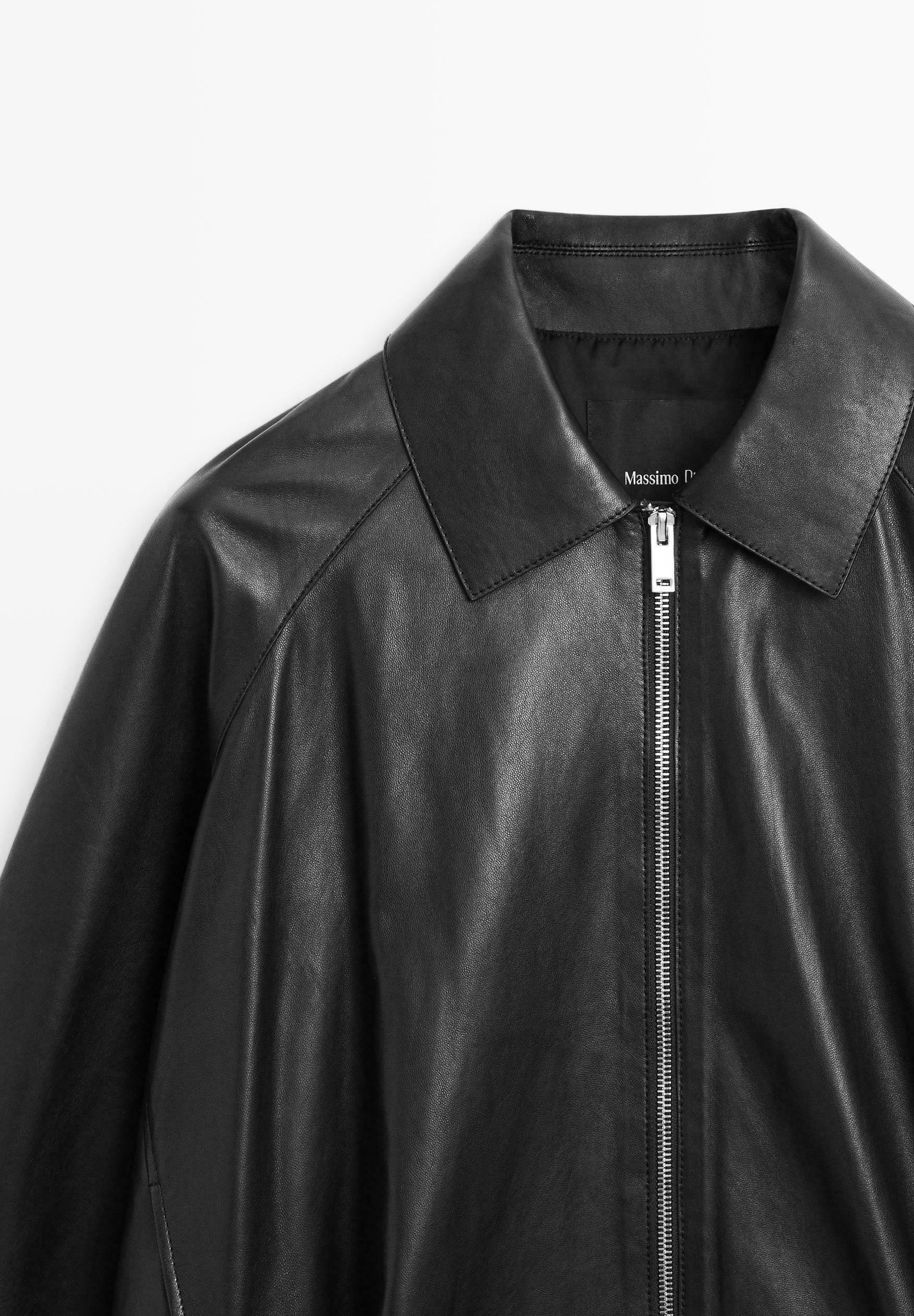 Massimo Dutti Leather jacket - black - Zalando.co.uk