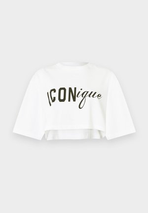 ICONIQUE CROPPED BREEZY FIT - T-shirt imprimé - white