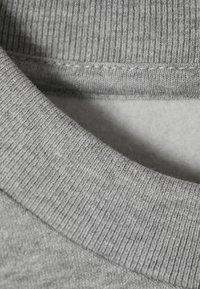 Grauer Sweatshirt-Kragen mit gerippter Textur, weichem Innenfutter und sauberer Nahtdetail. Der Stoff wirkt warm und bequem.