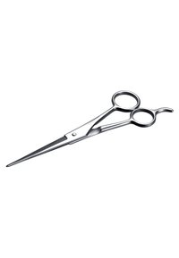 Saks af rustfrit stål med skarpe blade, runde fingerhuller og et klassisk design. Poleret overflade, funktionel og ergonomisk form.