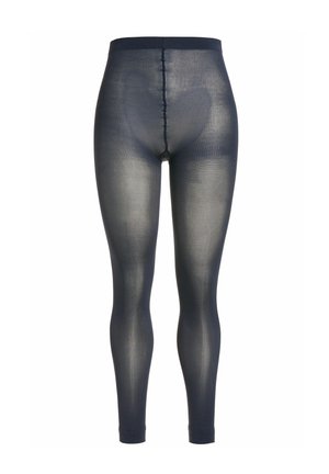 Schwarz transparente, lange Strumpfhosen mit einer sichtbaren Naht, die vertikal entlang der vorderen Mitte verläuft.