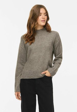 VILA, KNITTED PULLOVER VIAYLIN HIGH NECK - Pullover - light brown