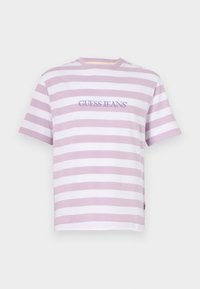 STRIPED - Marškinėliai su spaudiniu - lilla/white