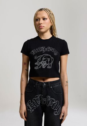 Ed Hardy PANTHER EMBROIDERED TEE - Printtipaita - black