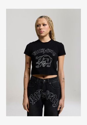 Ed Hardy PANTHER EMBROIDERED TEE - Printtipaita - black